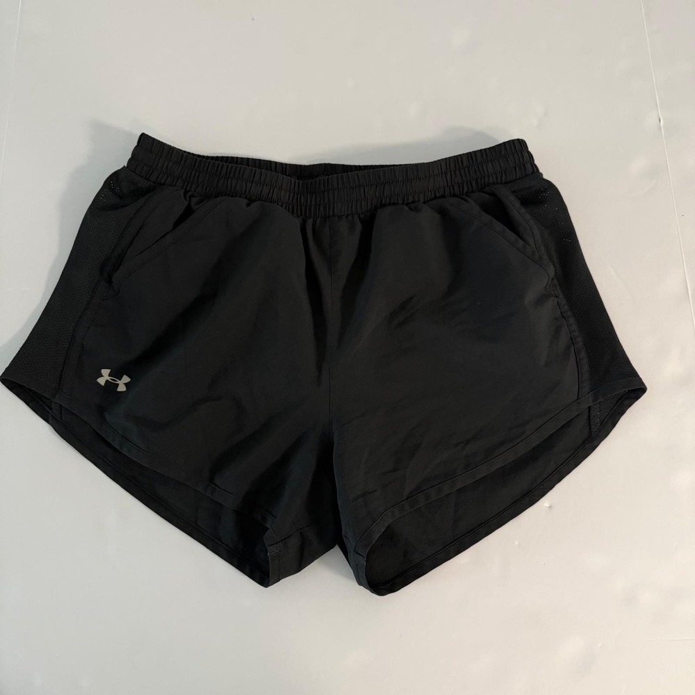 Under Armour HeatGear Womens Running Shorts Black Size Small Loose Fit Pockets